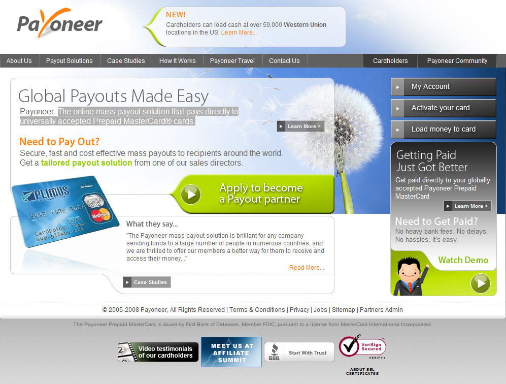 Payoneer Website